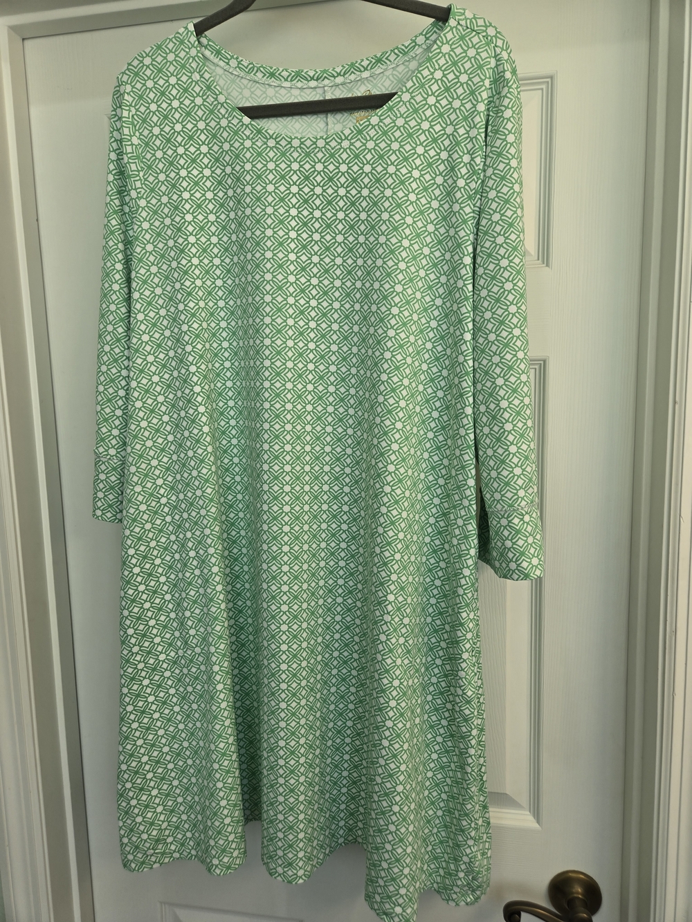 Lilly Pulitzer Chilly Lilly Solia UPF 50 Green White Geometric LS Dress XXL - Picture 9 of 14
